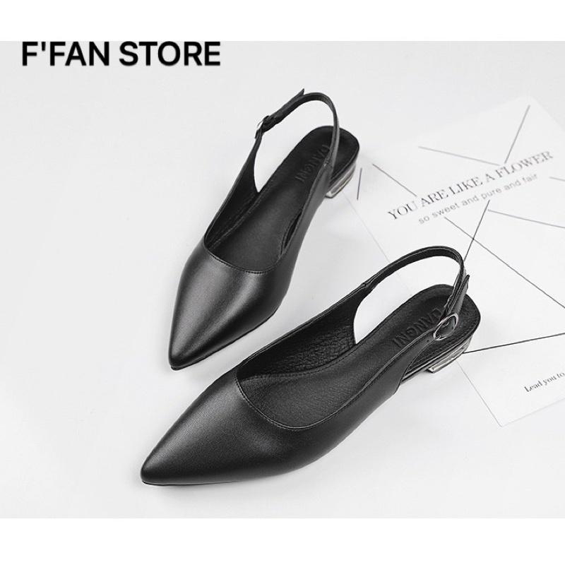 Giày Bệt Quai Sau (DA THẬT) Mềm Như Bún Slingback Mũi Nhọn FFAN STORE