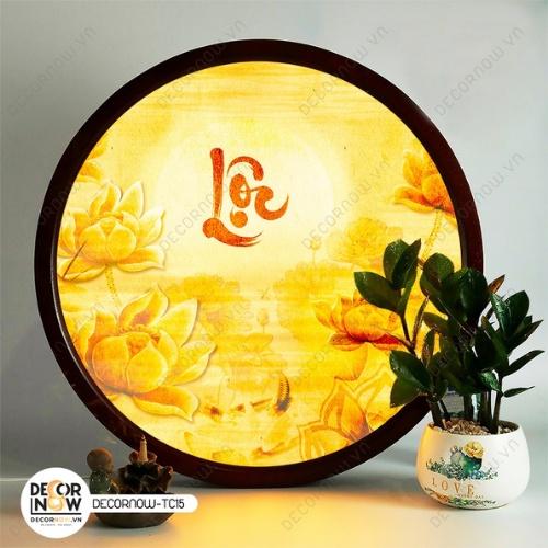 Đèn Hào Quang Phật In Tranh Trúc Chỉ DECORNOW 30,40 cm, Trang Trí Ban Thờ, Hào Quang Trúc Chỉ CHỮ LỘC DCN-TC15