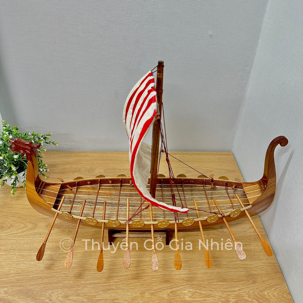Mô Hình Thuyền Gỗ Phong Thủy Gia Nhiên, Thuyền Buồm Gỗ DRAKKAR VIKING Dài 60cm, Thuyền Trang Trí Xuất Khẩu Chất Lượng Cao