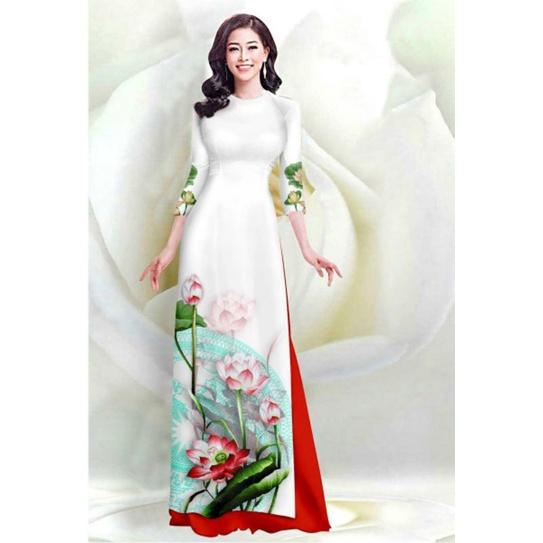 SÉT ÁO DÀI TRUYỀN THỐNG IN HOA SEN + QUẦN DÀI