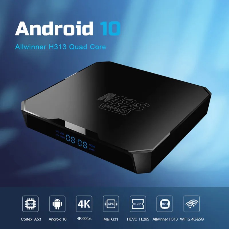 Tivi box M98 Pro mới có điều khiển giọng nói tiếng việt Ram 4G Rom 32G hỗ trợ bluetooth Wifi băng tần kép cài sẵn chương trình tivi và xem phim HD miễn phí vĩnh viễn - Hàng nhập khẩu