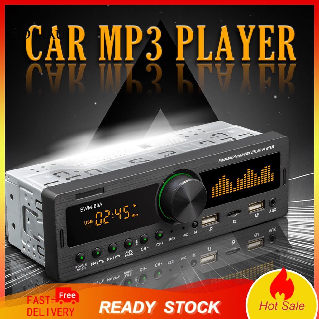 *QCDZ* SWM-80A Handsfree Dual USB Car MP3 Player Powerful FM Radio Bluetooth AUX TF Card U Disk Digital Media Receiver for Car Center Control Modification