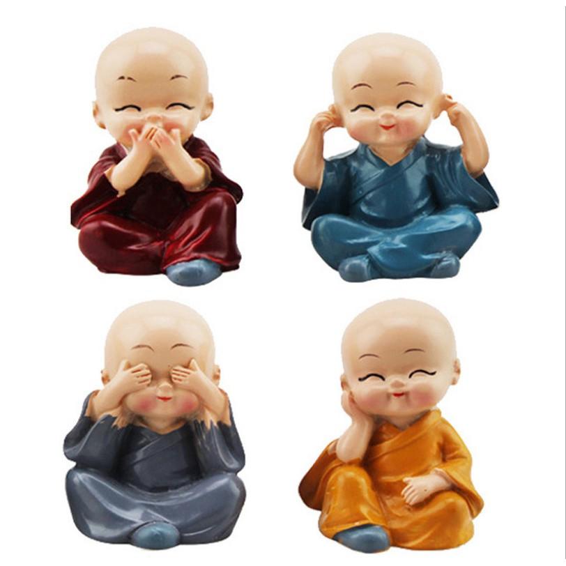 Full bộ 4 tượng Chú Tiểu Tứ Không để bàn, trang trí ô tô quà tặng trang trí
