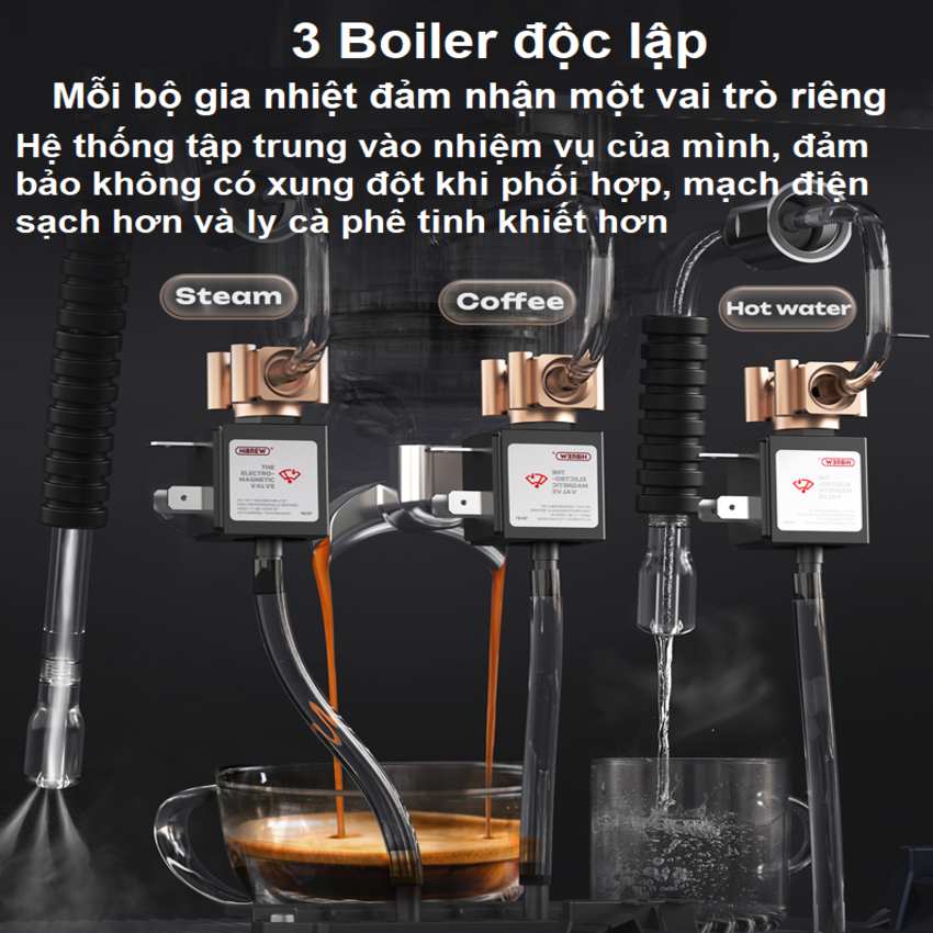 Máy pha cà phê Espresso, Cappuccino, Latte chuyên nghiệp thương hiệu HiBREW H21 - Công suất 3000W - Hàng chính hãng