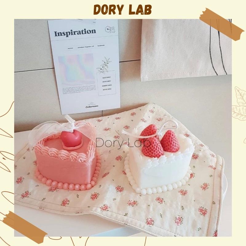 Nến Thơm Bánh Kem Trái Tim Mix Dâu Tây Sáp Đậu Nành - Dory Lab