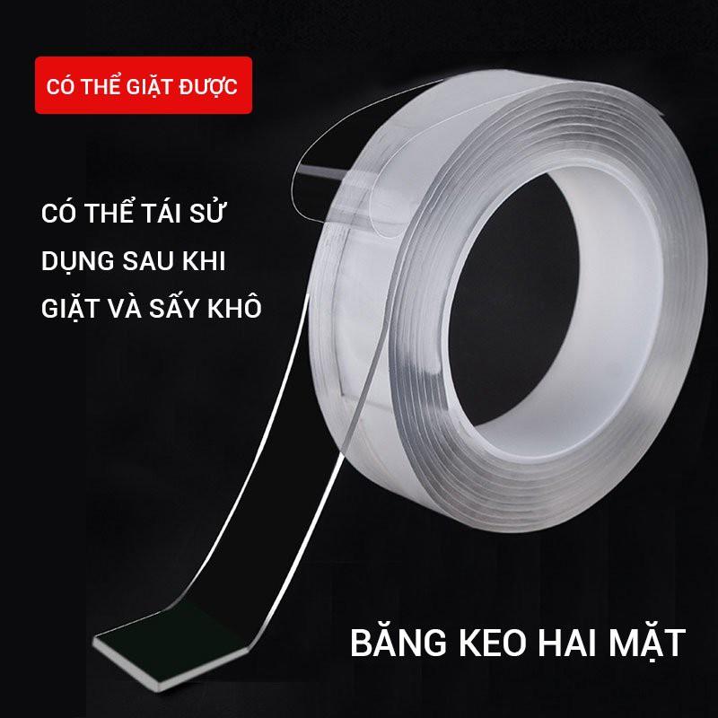Băng keo 2 mặt siêu dính ma thuật loại dài 1m băng keo dính đa năng trong suốt