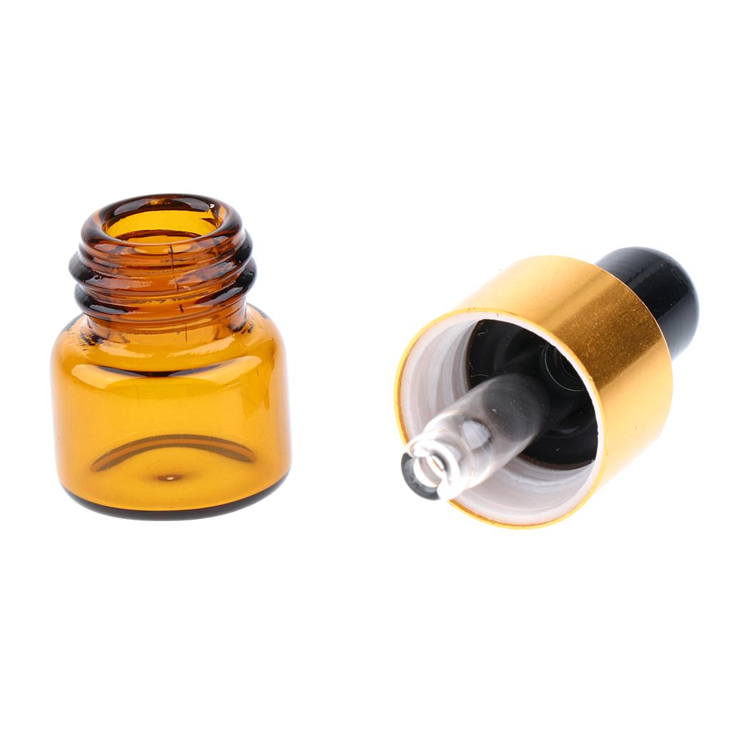 20 Set Glass 1ml 2ml 3ml Essential Oils Refillable Empty Amber Bottles with Orifice Reducer Dropper for Perfume