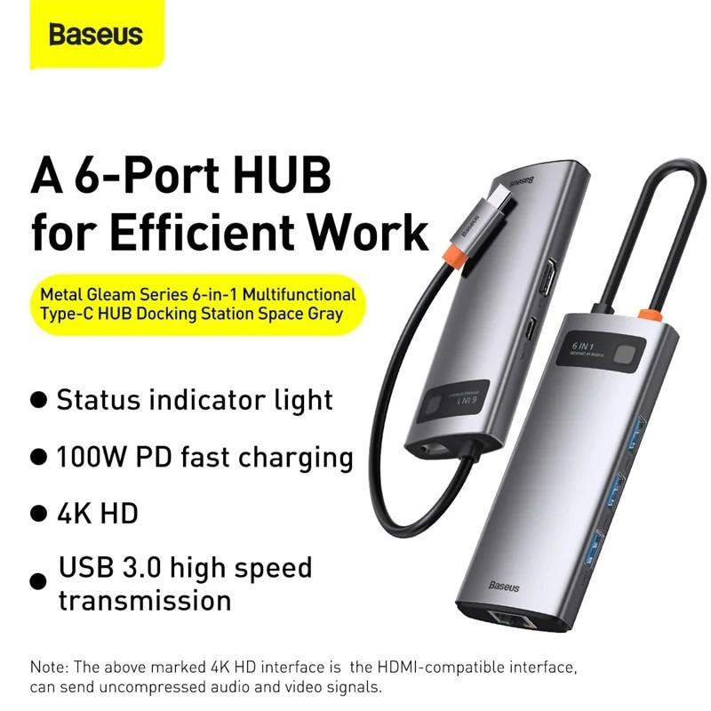 Bộ Hub mở rộng 8 in 1 Baseus Metal Gleam Series LVM001 - hàng chính hãng