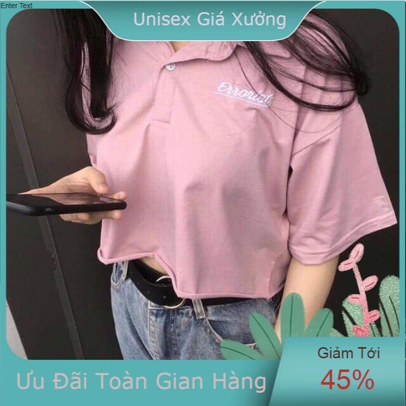 Áo croptop cổ bẻ polo nữ tay lỡ , from rộng, freesize , thun cotton mềm mịn