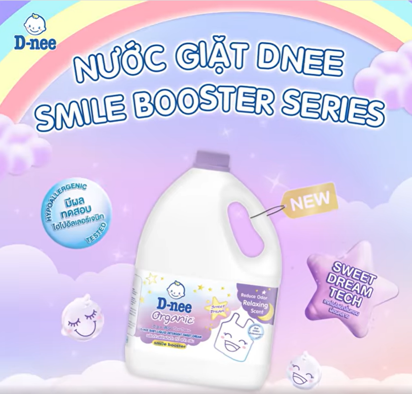 Dung Dịch Giặt Quần Áo Cho Bé Dnee Smile Booster 3L