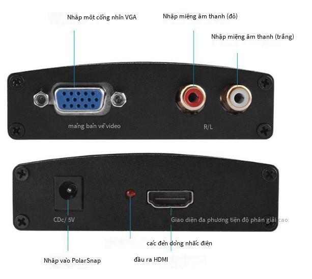 Bộ chuyển đổi VGA sang HDMI kiểu mới nhất VGA sang HDMI VGA + R/L sang HDMI với hộp chuyển đổi TV âm thanh