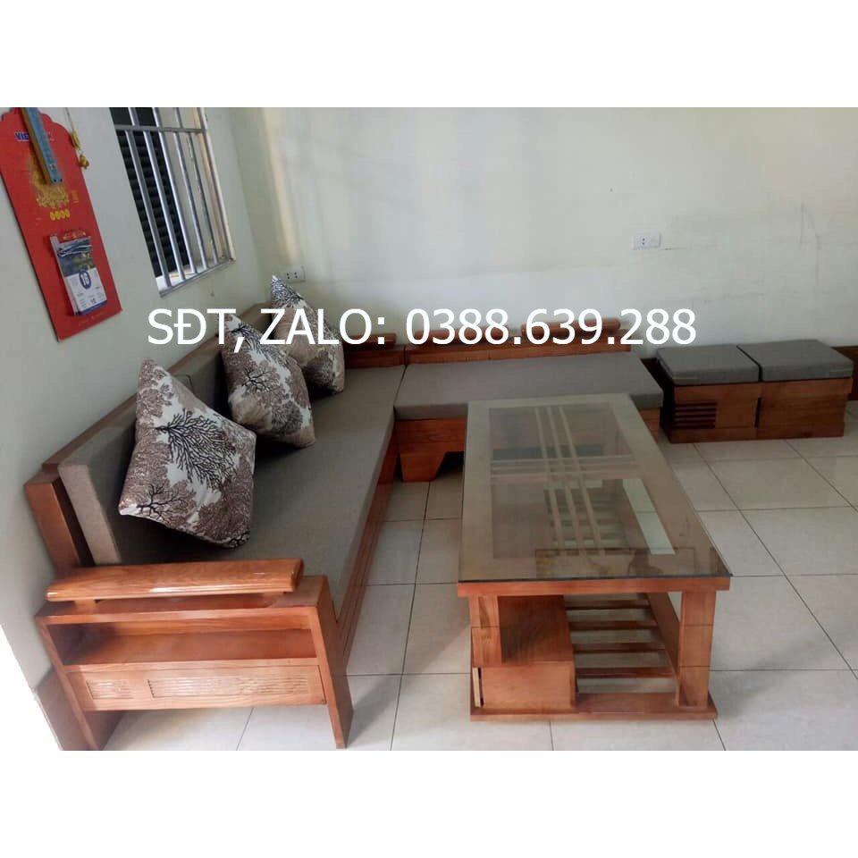 Bộ bàn ghế góc trứng nan gỗ sồi