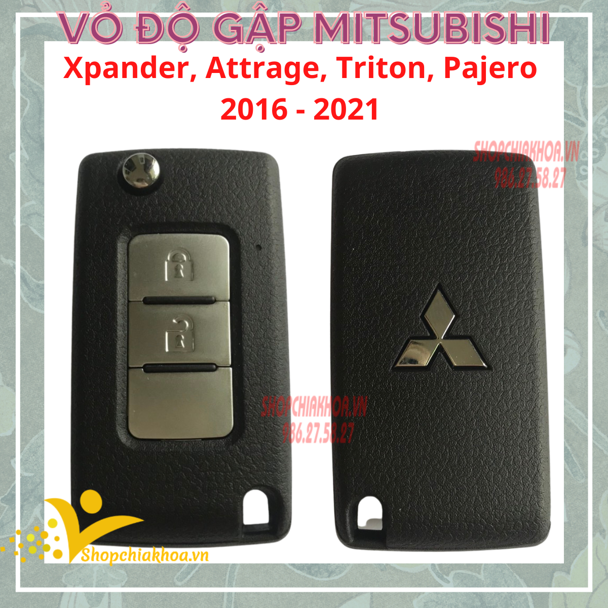 Vỏ độ gập chìa khóa xe ô tô mitsubishi Xpander, Attrage, Triton, Pajero 2016 - 2021, Outlander