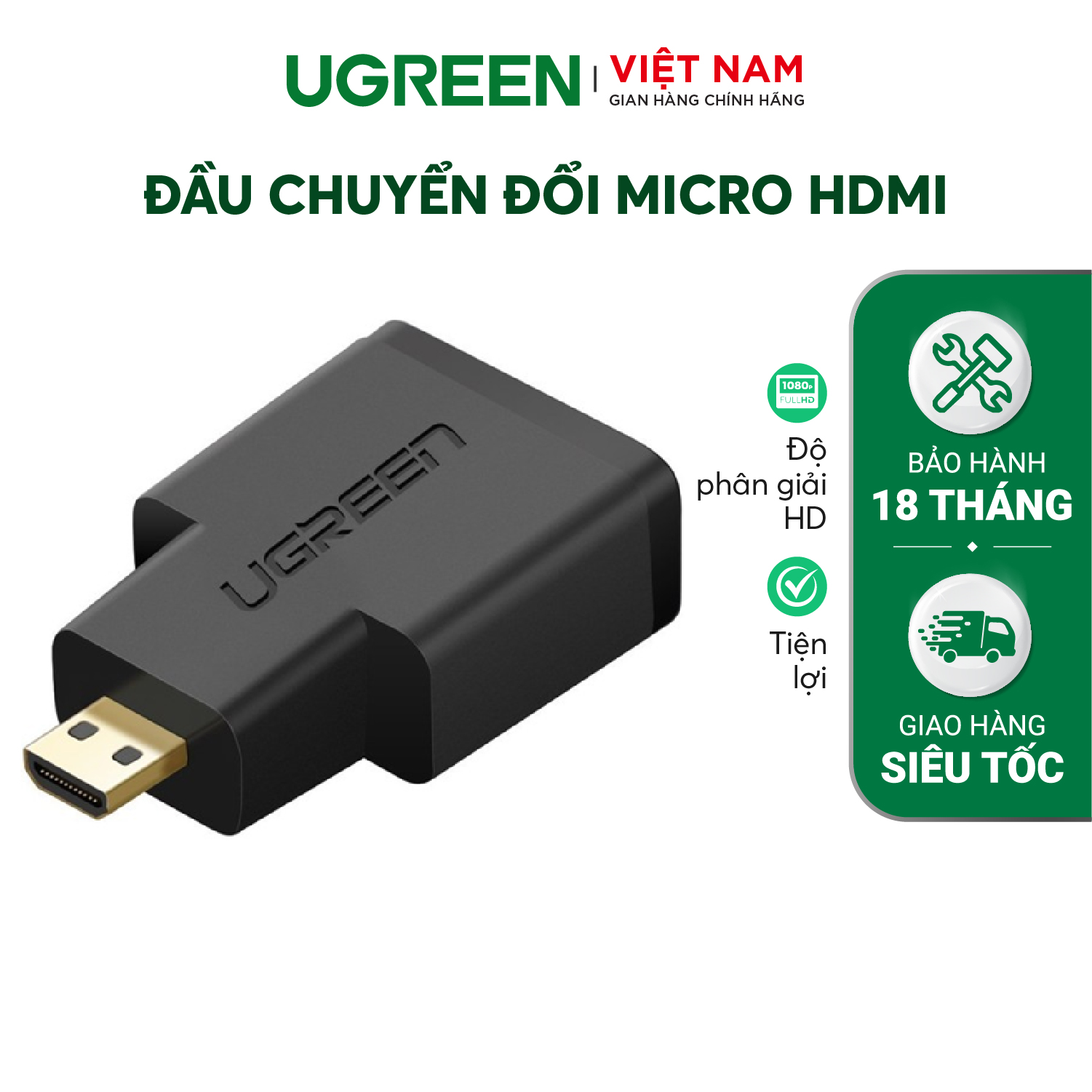 Đầu Chuyển Đổi Ugreen MicroHDMI Male Sang HDMI Female 20106 - Hàng Chính Hãng