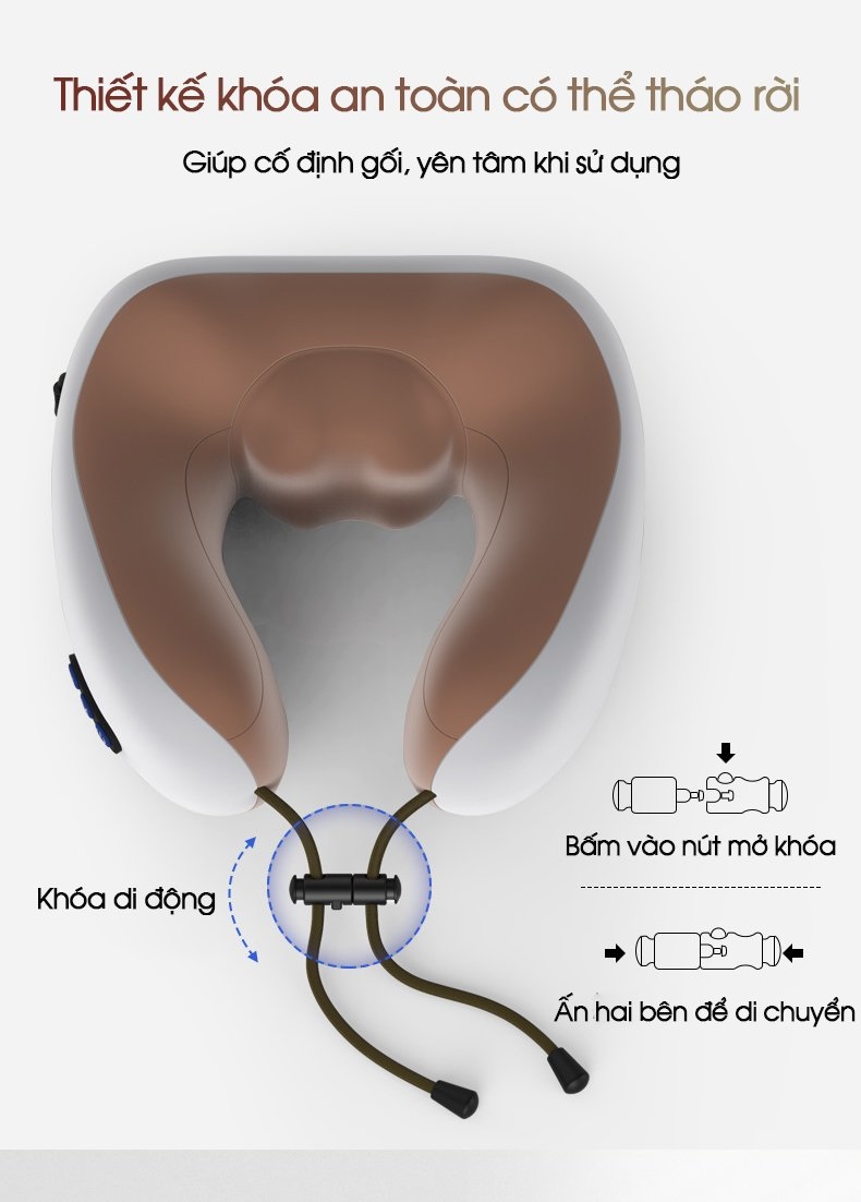 GỐI MASSAGE VÒNG CỔ CHỮ U ĐA NĂNG { giúp giảm đau mỏi cổ , giải tỏa mệt mỏi } - Hàng chính hãng  - Giao màu ngẫu nhiên