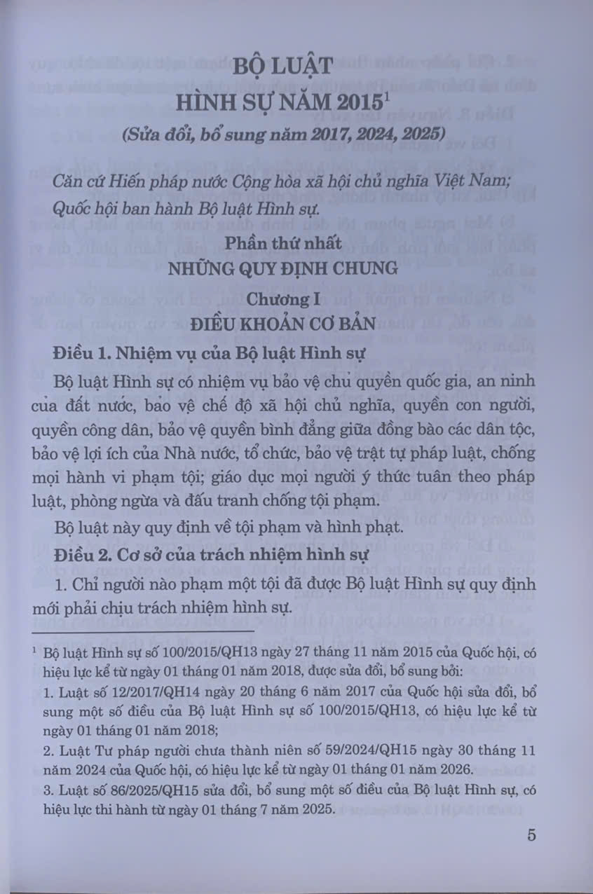Bộ luật hình sự năm 2015 (sửa đổi, bổ sung năm 2017, 2024, 2025)
