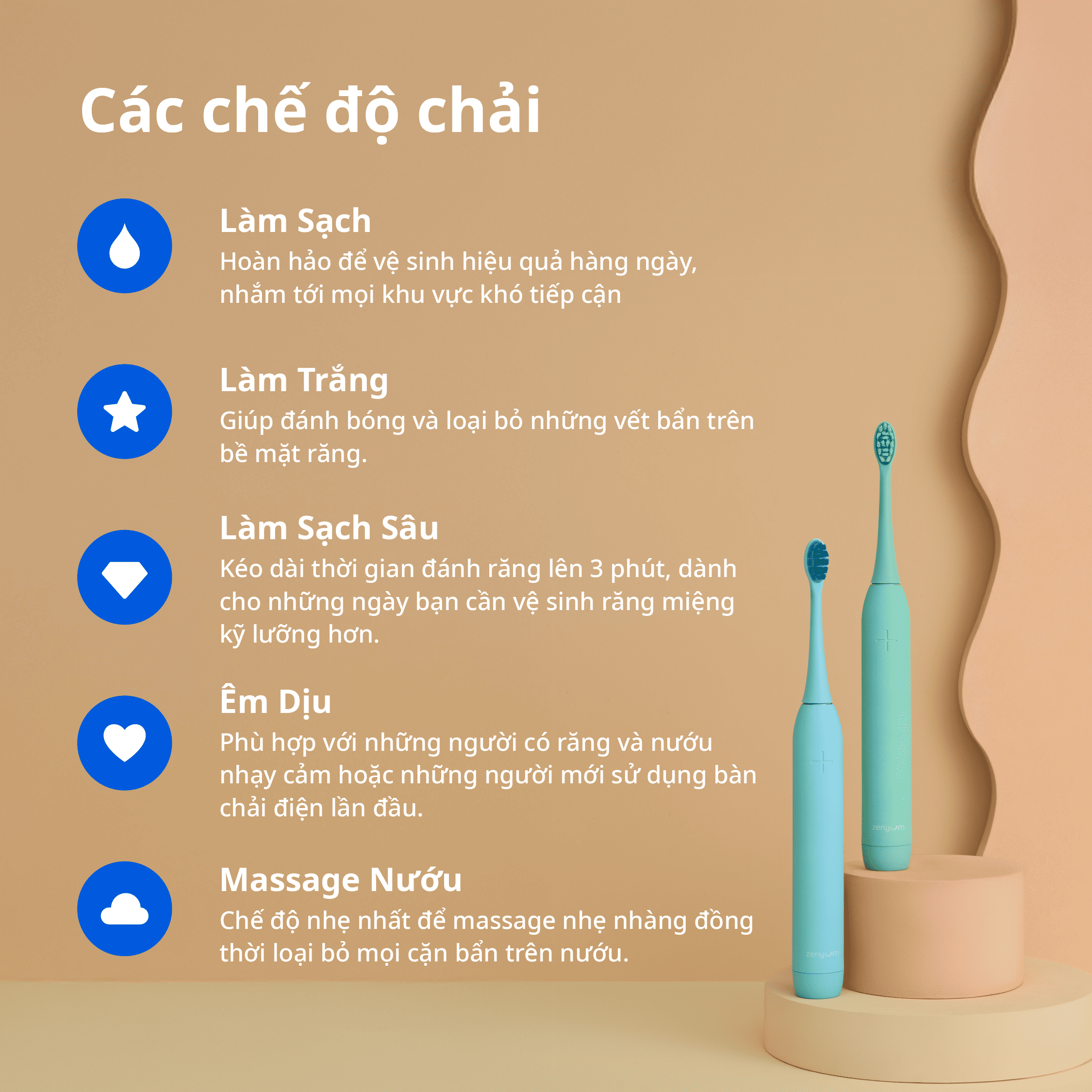 Bộ Bàn Chải Điện Zenyum Sonic 2.0 + 3 Đầu Thay Thế Công nghệ Singapore - Màu Tím