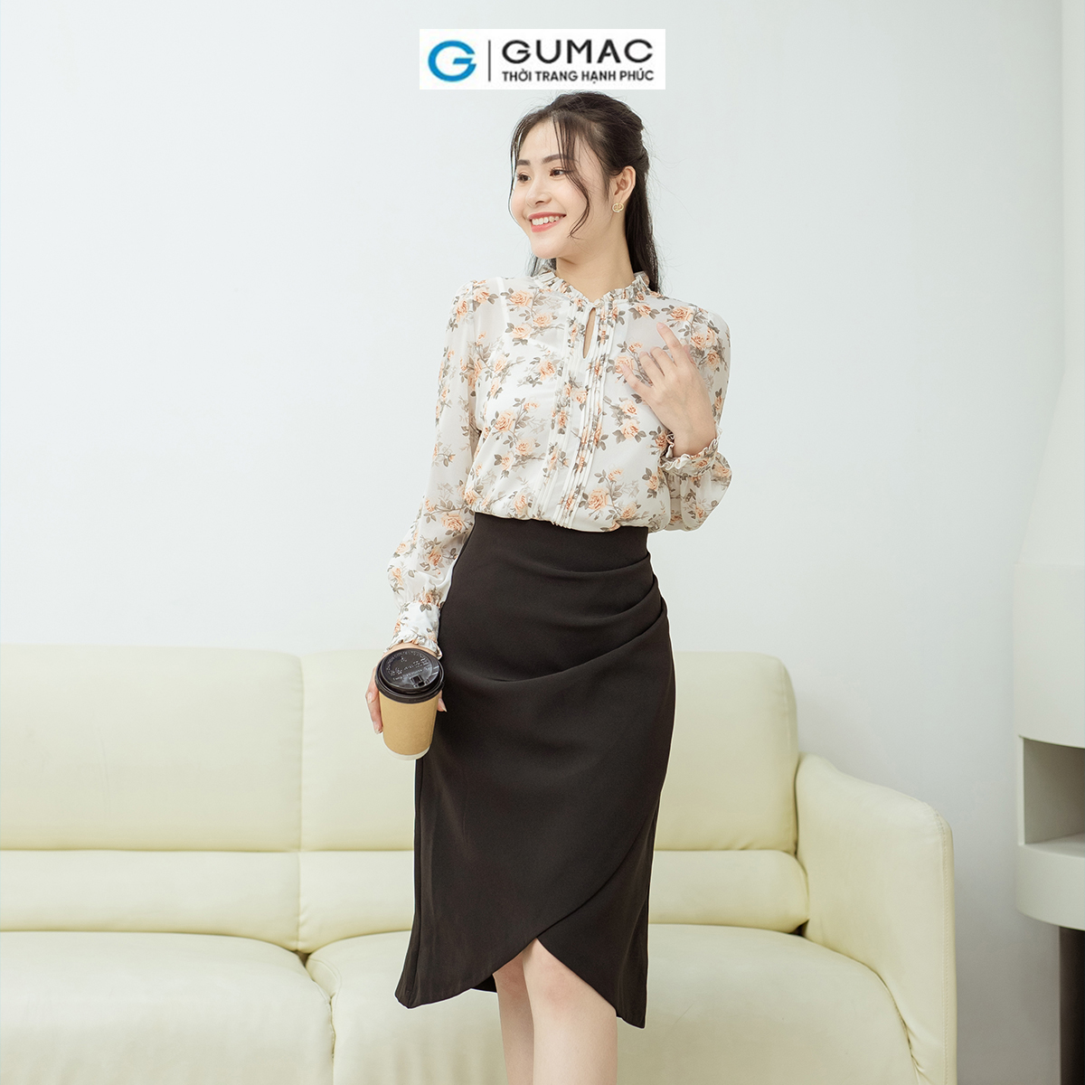 Áo xếp ly viền bèo GUMAC AD08017