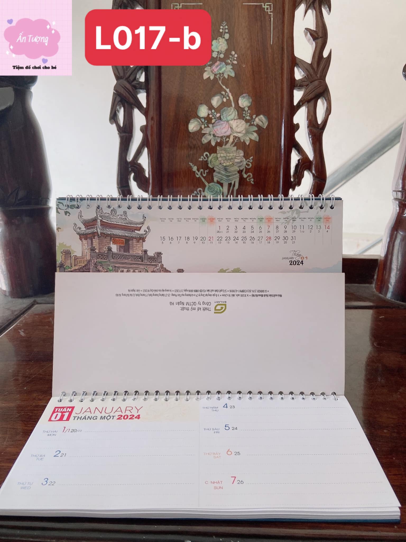 Lịch Tết 2024- Xuân Quý Mão - Lịch 2024 để bàn văn phòng chữ M - 2 lò xo với chủ đề hay, ý nghĩa
