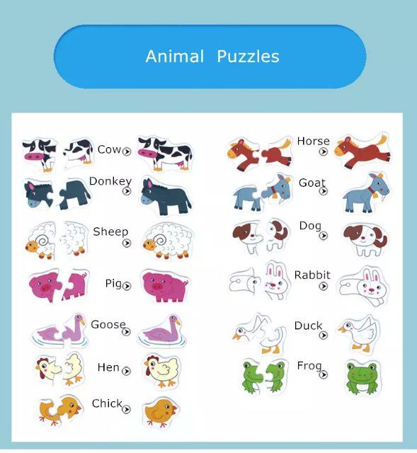 Ghép hình puzzle 2 mảnh hộp sắt - đồ chơi giáo dục xếp hình lắp ráp