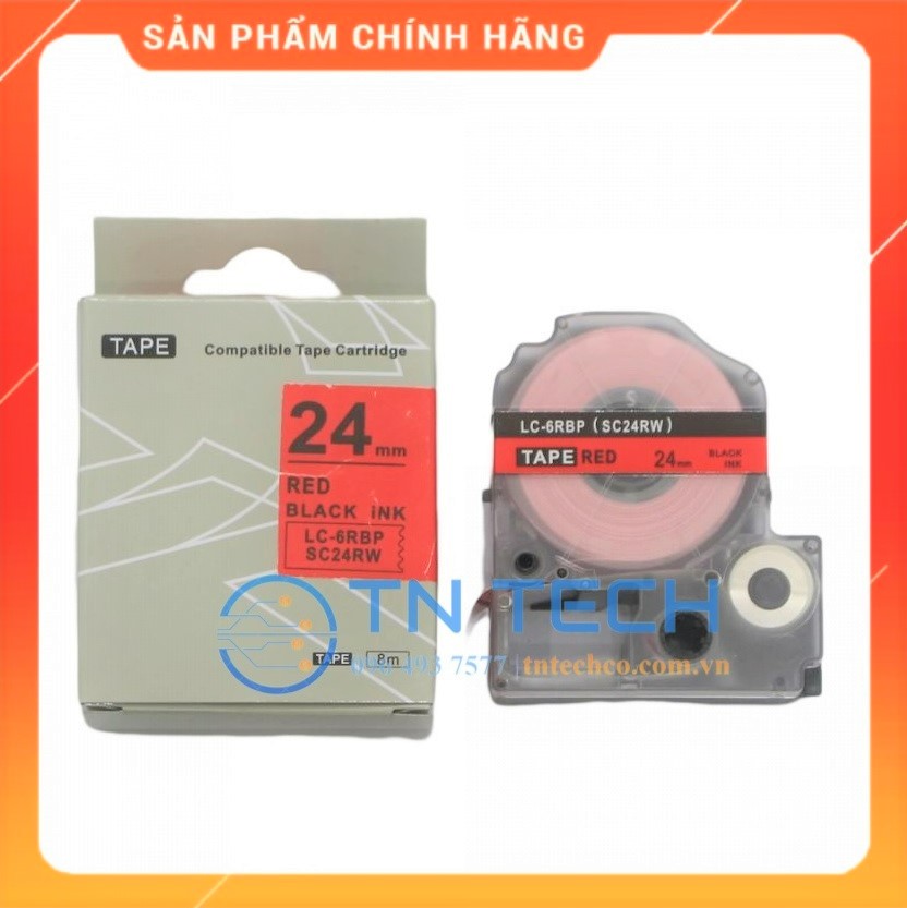 Nhãn in TEPRA - EPSON LC-6RBP (SC24RW) – Chữ đen nền đỏ 24MM X 8M  - Dùng cho máy in nhãn TEPRA - EPSON [Hàng nhập khẩu]