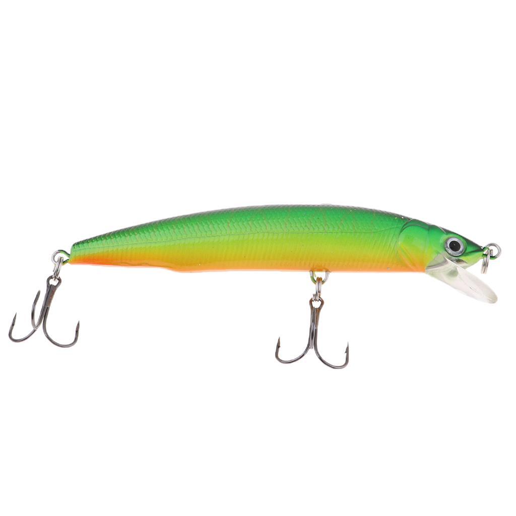 Premium Minnow Fishing Bait Hard Artificial Lure Crankbait Rigs with 2 Sharpe Anti-rust Treble Hooks