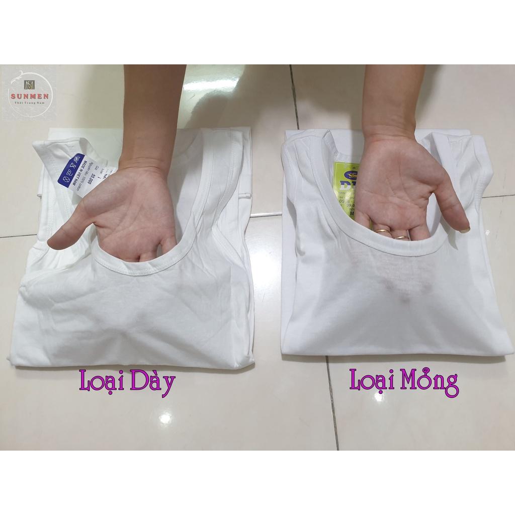 Áo Lót Ba Lỗ Nam 100% Cotton Trắng Mềm Mịn Co Giãn 4 Chiều Thoáng Mát Size Từ 50 - 80kg (Loại Dày)