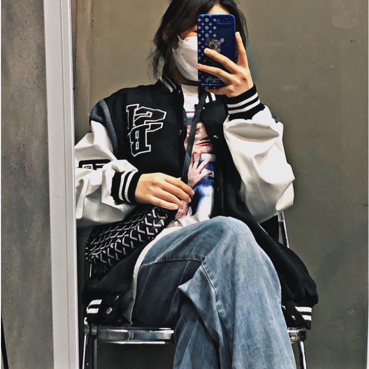 Áo khoác bomber tay da local brand , Varsity jacket Symbolic oversize form rộng , áo bóng chày nam nữ unisex  - Gin Store