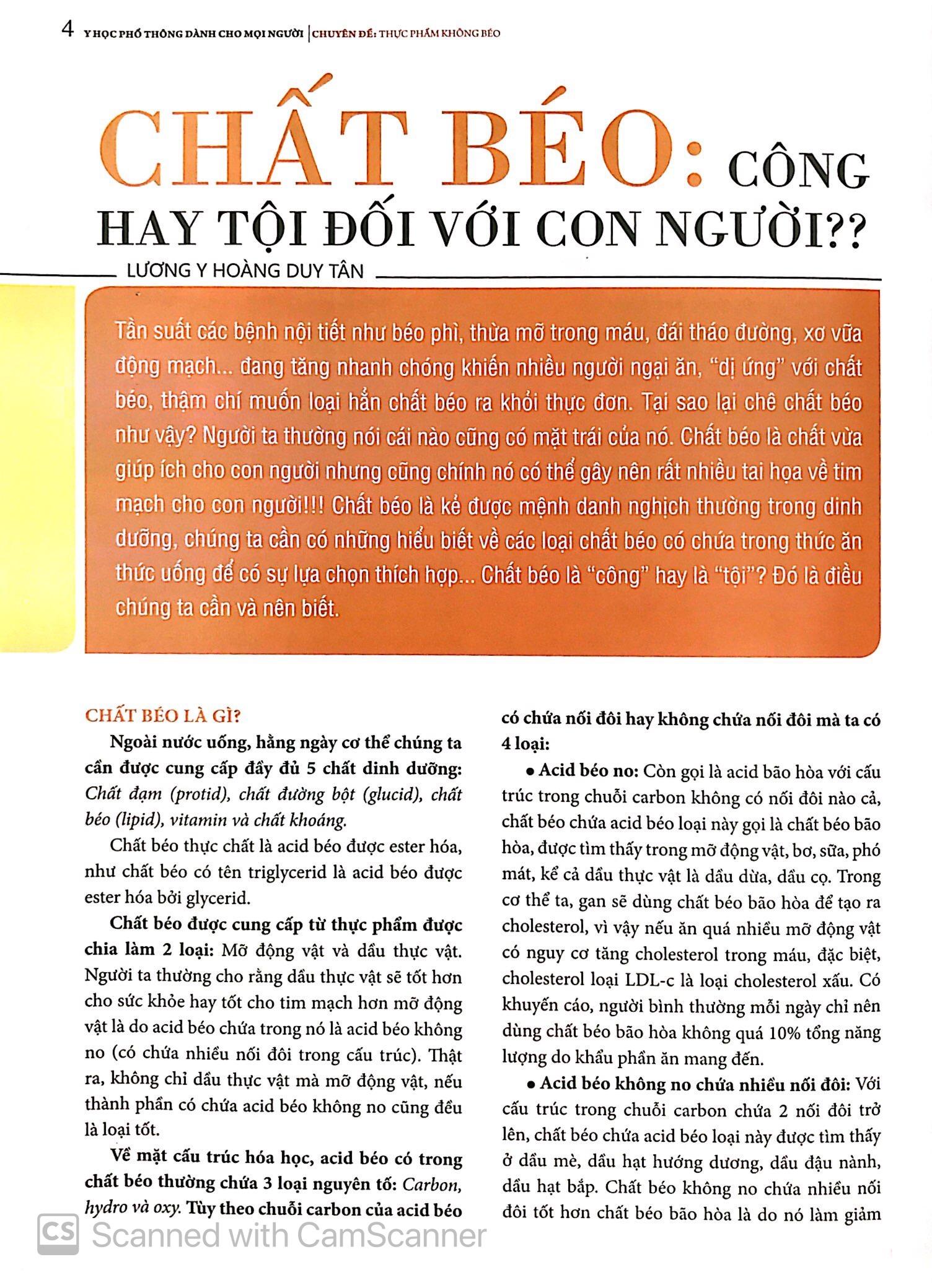 Y Học Phổ Thông Dành Cho Mọi Người - Chuyên Đề: Thực Phẩm Không Béo
