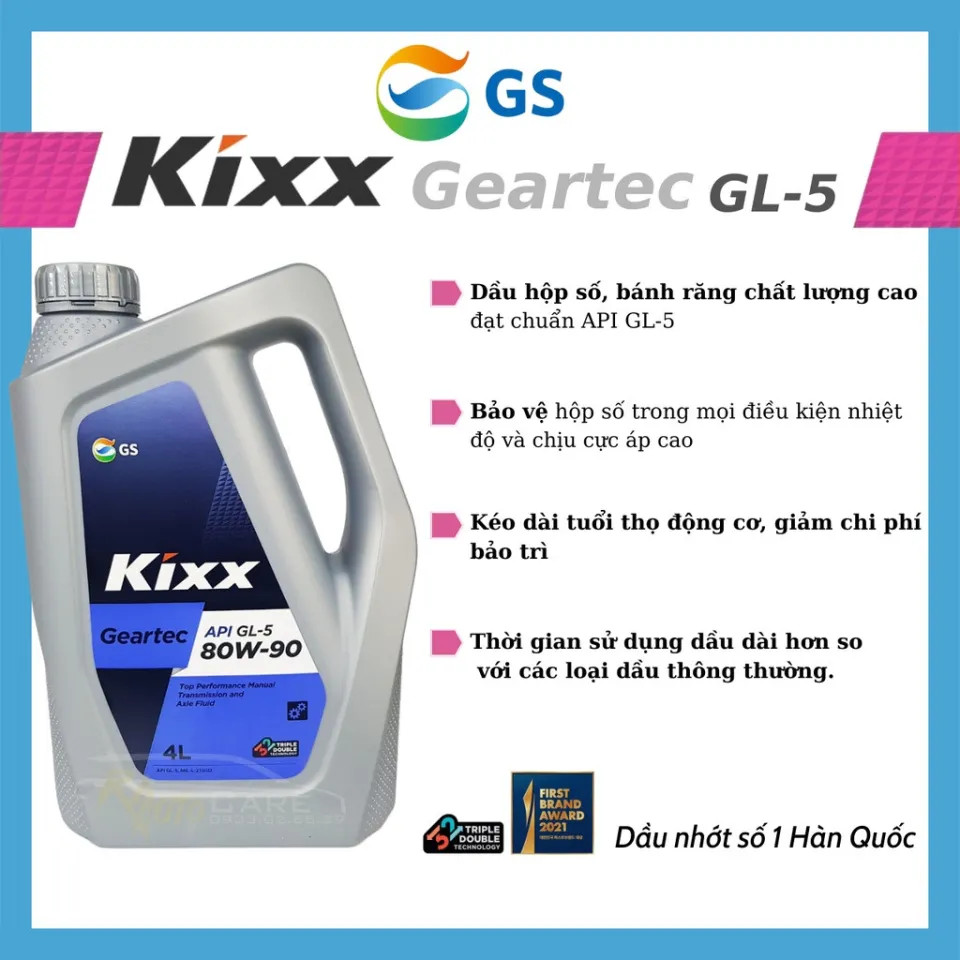 Nhớt Hộp Số KIXX Geartec API GL-5 85W140 4 Lít