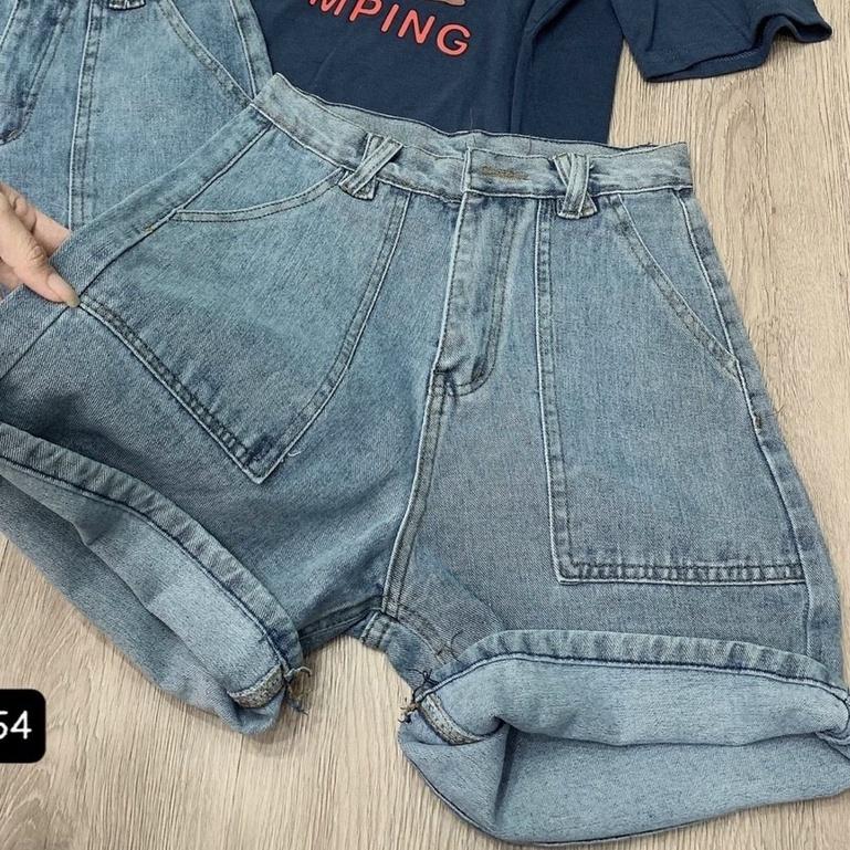 Quần Short Nữ Ống Rộng Vải Jean Đai Đeo Chéo (JNDC)