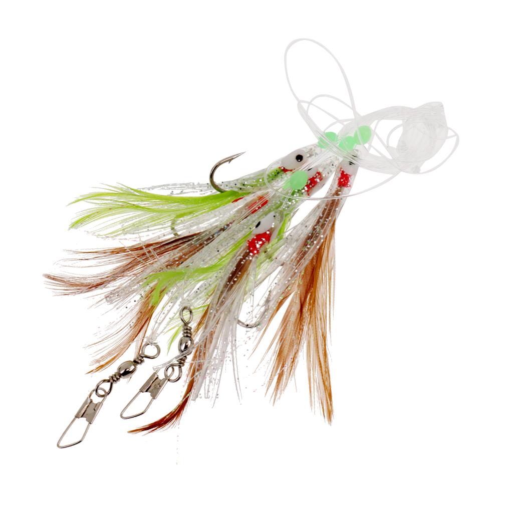 2xSabiki Fishing Lure Rigs Bait Jigs Lure Soft Lure String Crystal Barbed Hook