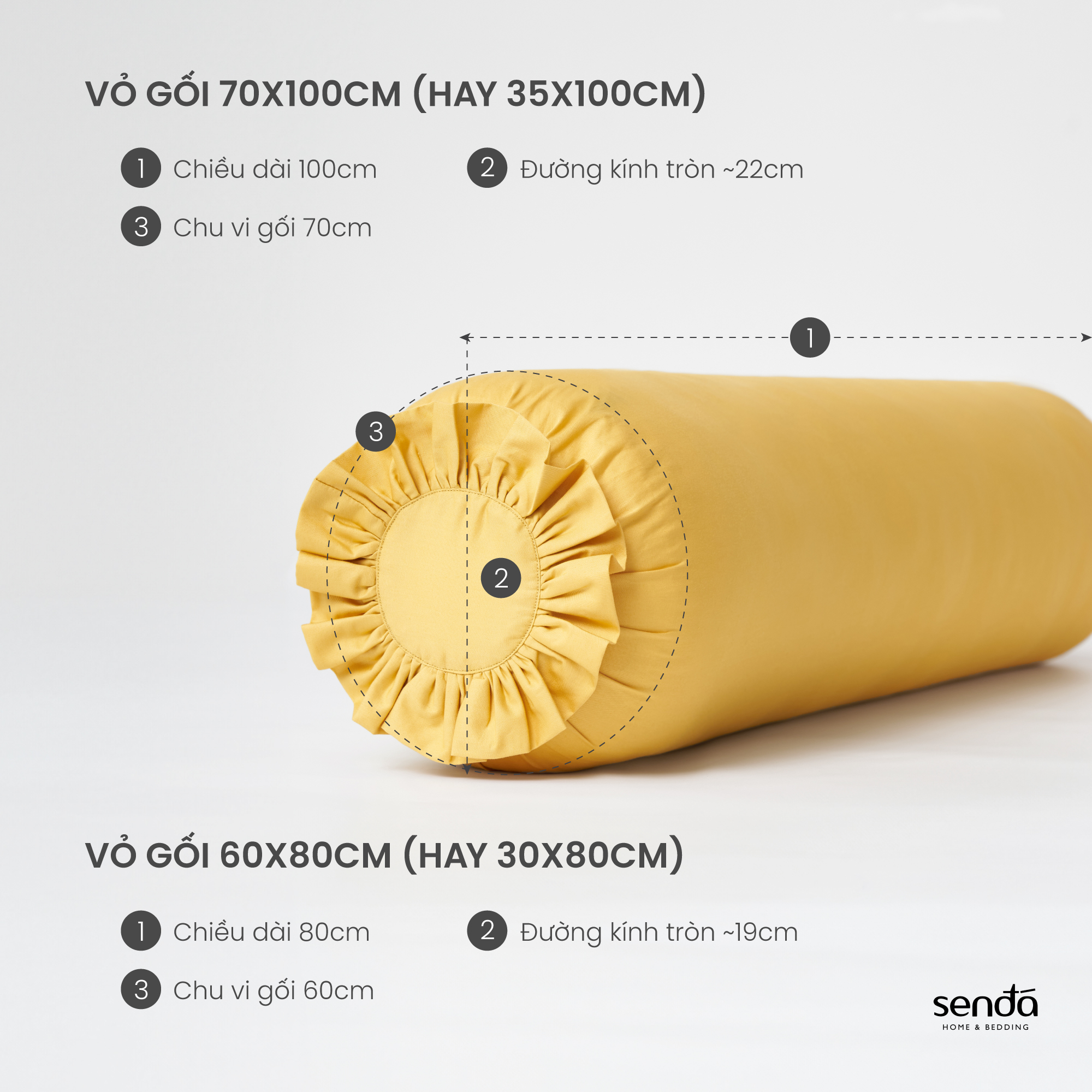 Vỏ gối ôm Cotton Twill Hàn Quốc 60x80 70x100 35x100cm Sen Đá Home Bedding trơn màu cao cấp, bao áo dây kéo khóa thô lụa