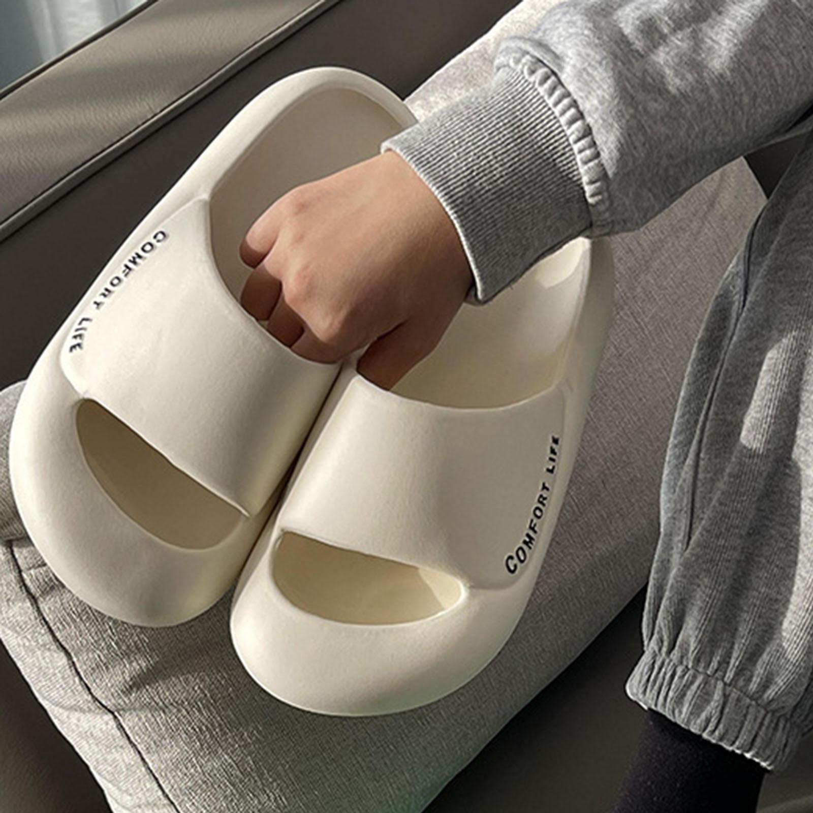 Unisex Pillow Slippers Soft Lightweight Thick Sole Non Slip Summer Open Toe