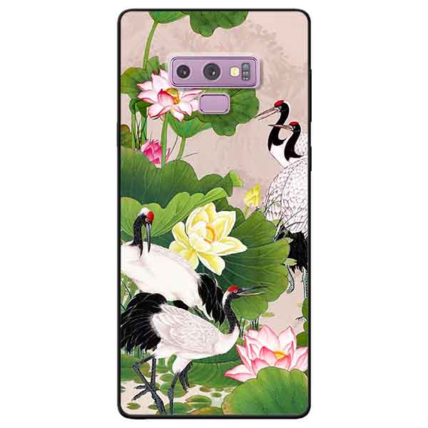 Ốp lưng in cho Samsung Note 9 Mẫu Sen Và Hạc