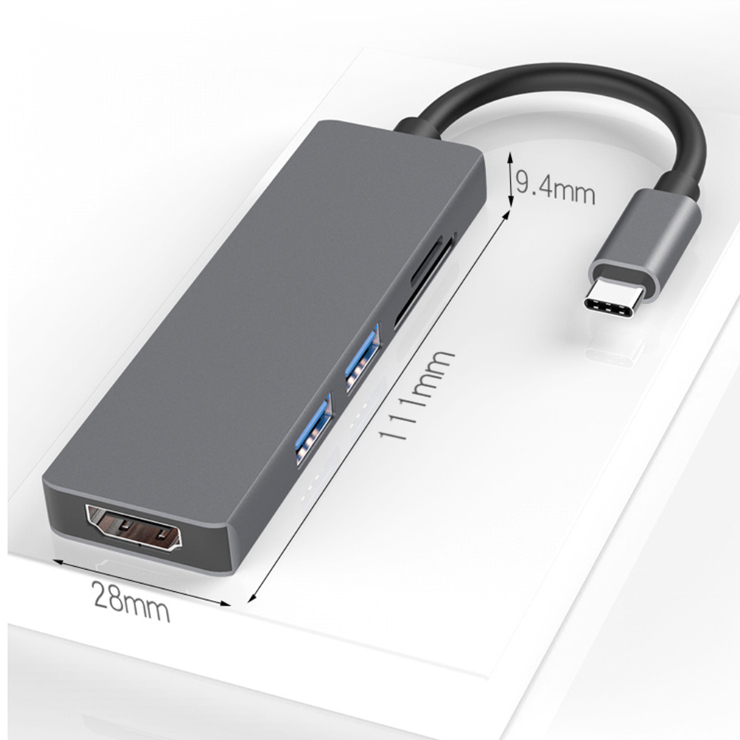 Hub chia USB Type-C 5 Cổng HDMI/USB 3.0/SD/TF