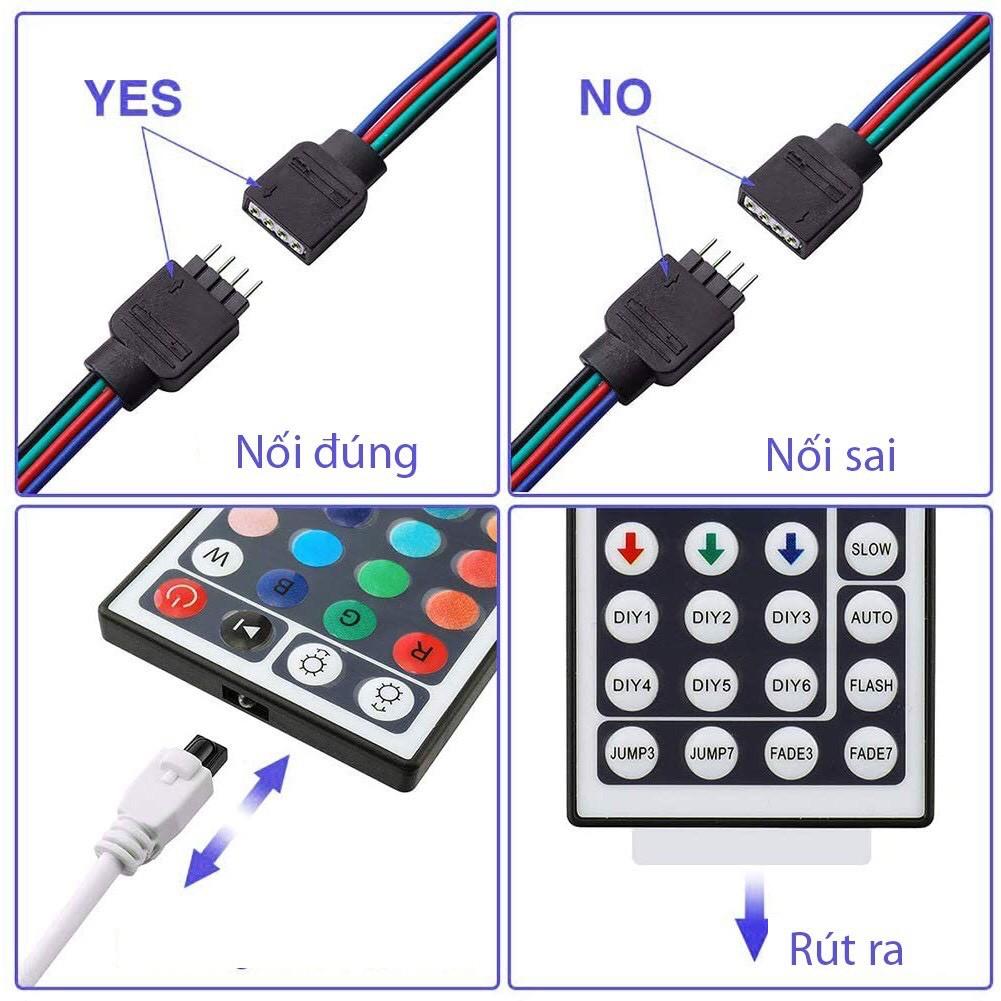 Bộ Đèn LED RGB Dài 5M,5050 Chống Nước, Đổi Màu, Đèn Nháy Trang Trí ( Nguồn + Đèn RGB +Điểu Khiển)