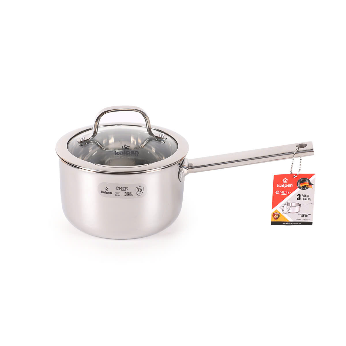 Quánh INOX 304 Cao Cấp 3 Lớp Liền Khối Size 16cm Model Emer EM16 Hàng Chính Hãng KALPEN