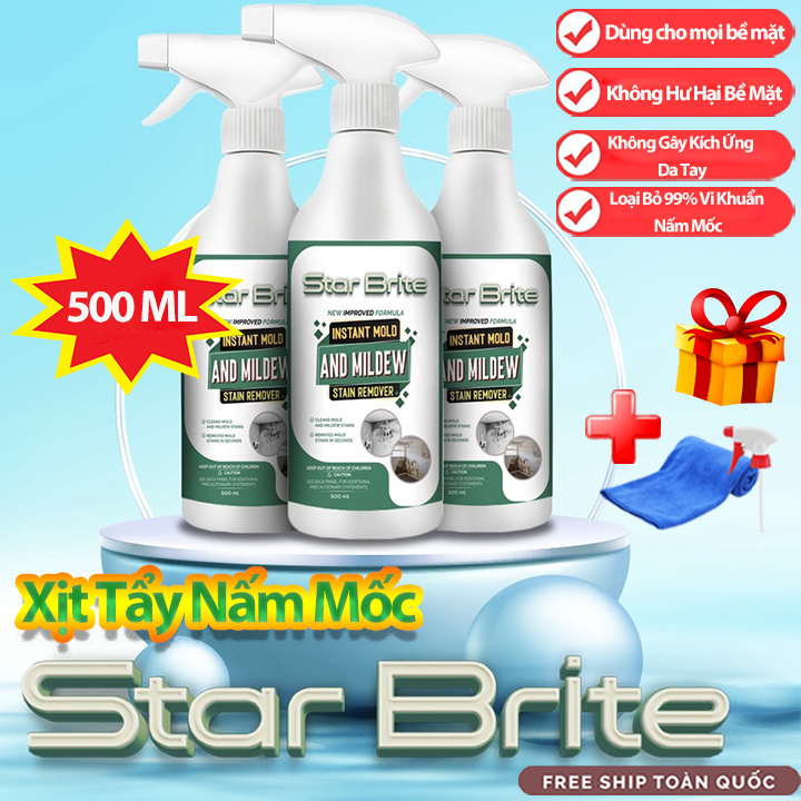 [Tặng Khăn Lau] Chai Xịt Tẩy Mốc Tường STAR BRITE 500ml - Làm Sạch Vết Rêu Mốc Lâu Ngày Trên Tường, Sàn Nhà Đá Hoa