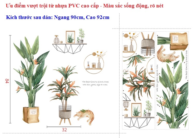Decal dán tường trang trí-Vườn cây-Hoa thiên điểu
