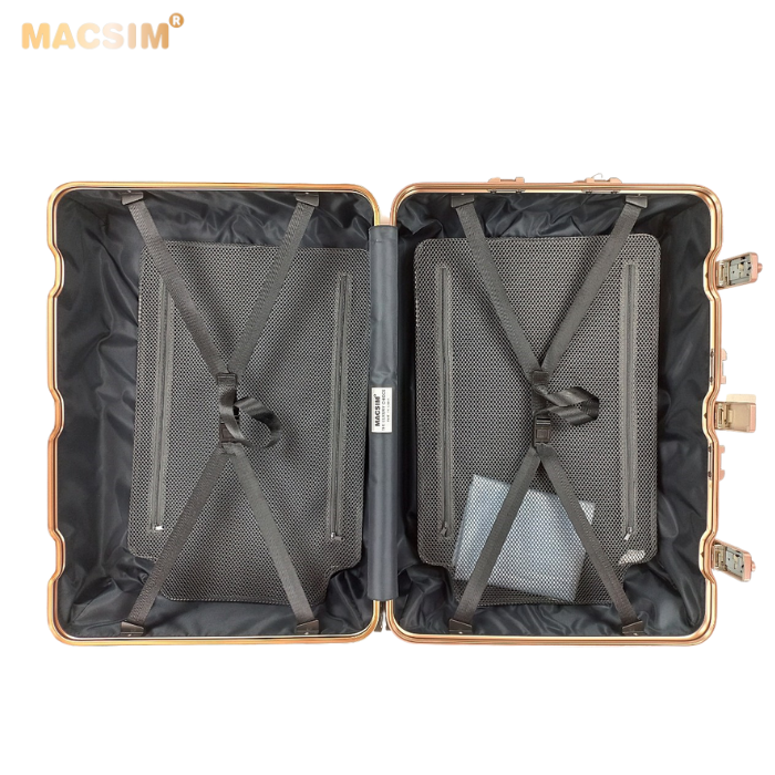 Vali hợp kim nhôm nguyên khối MS1104 nhãn hiệu Macsim cao cấp màu Rose cỡ 26 inches