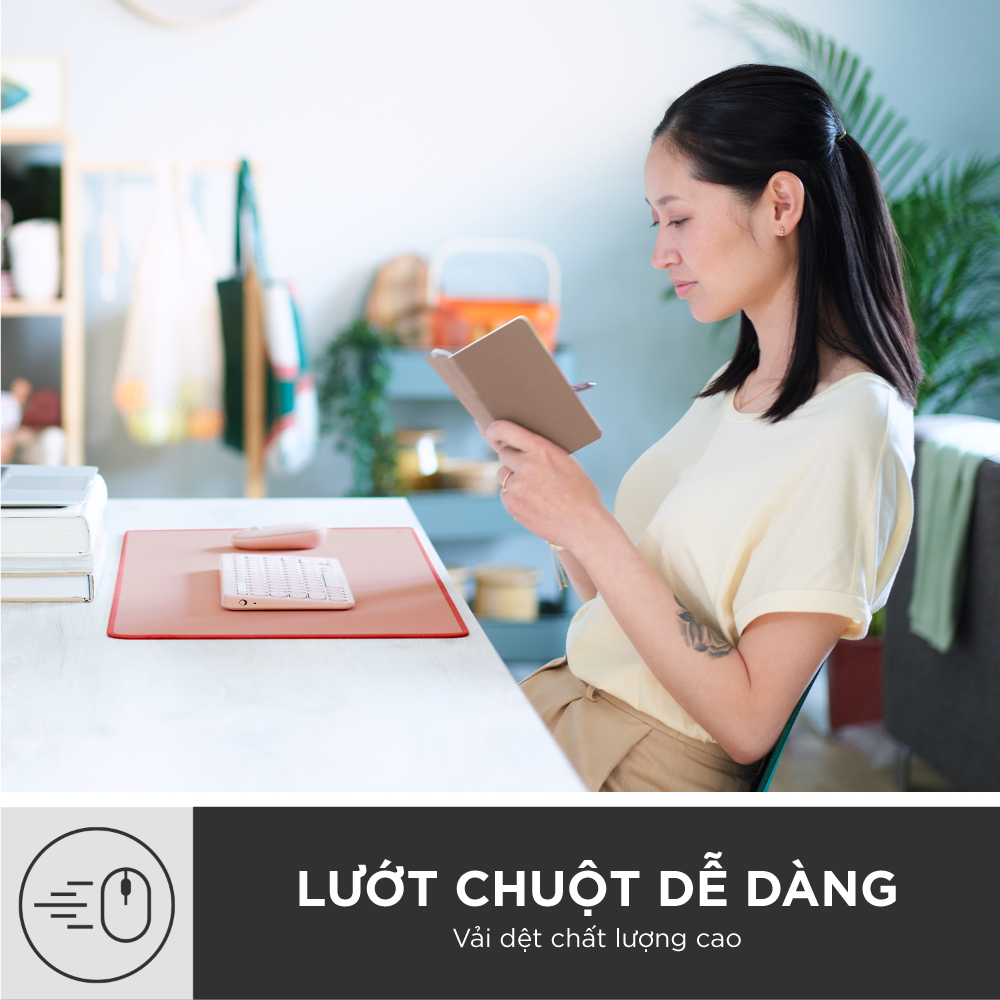 Bàn di chuột cỡ lớn Logitech Desk Mat - Đế cao su chống trượt, lướt dễ dàng, bề mặt chống đổ tràn, bền bỉ, nhỏ gọn - Màu