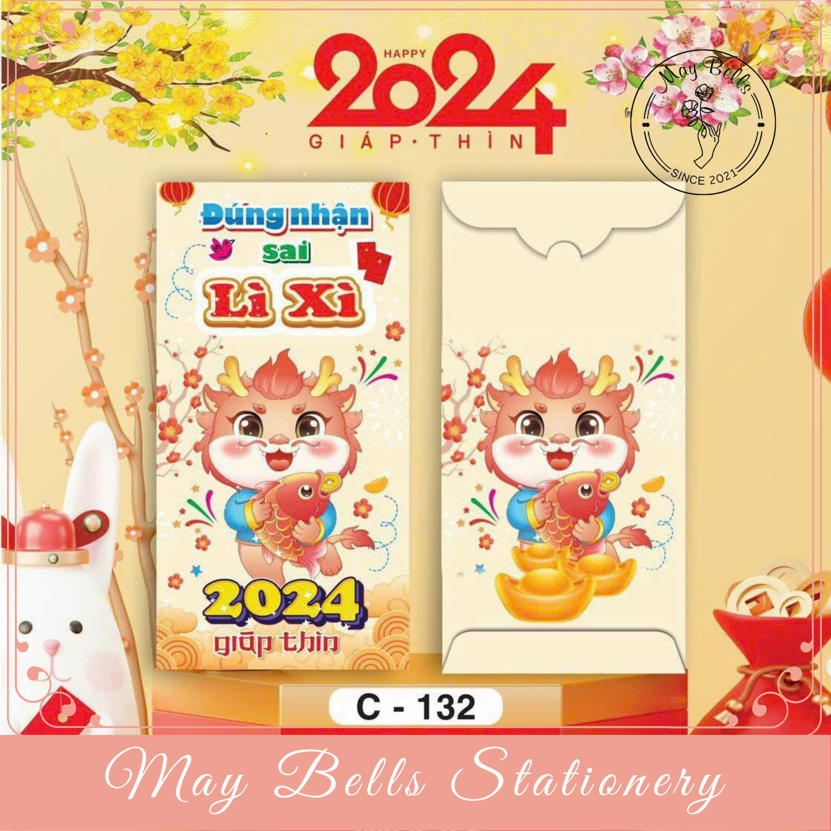Bao Lì Xì Tết 2024 Giáp Thìn Mẫu HOT TREND Được Chọn Mẫu, Bao Lì Xì Mừng Tuổi Cao Cấp, Sang Trọng, Dễ Thương