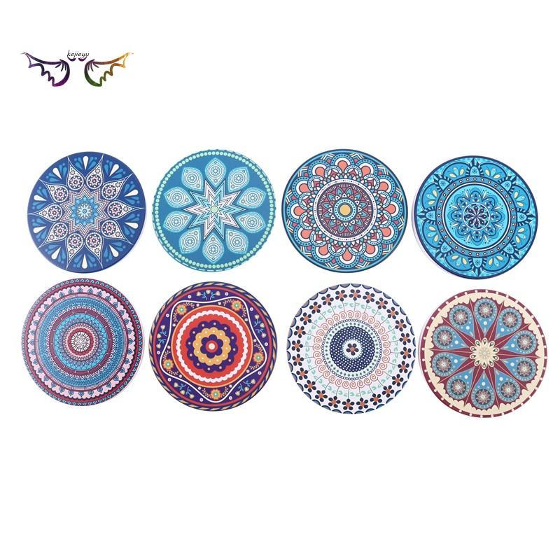 MANDALA Set 8 Đế Lót Ly Bằng Đá Hoa Văn Độc Đáo
