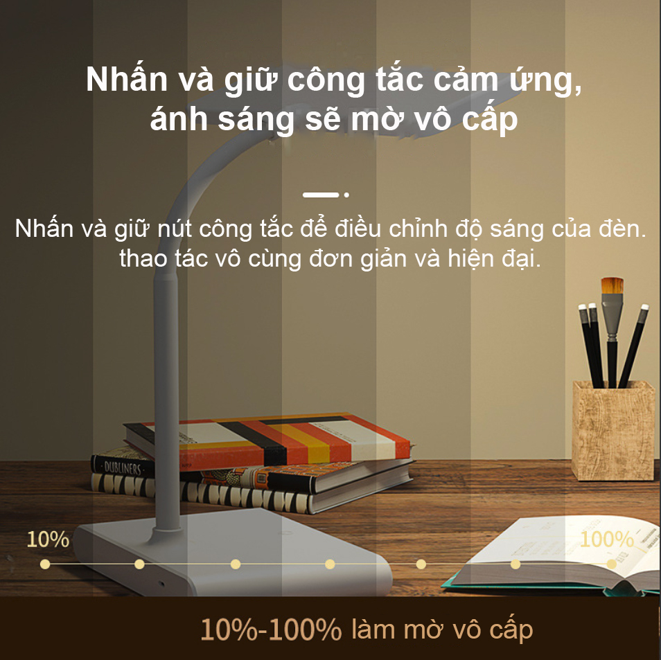 Hình ảnh Đèn Học Led Chống Cận Bảo Vệ Mắt, Cổng Sạc USB, Ba Chế Độ Màu, Công Tắc Cảm Biến, Cổ Silicon Uốn Dẻo