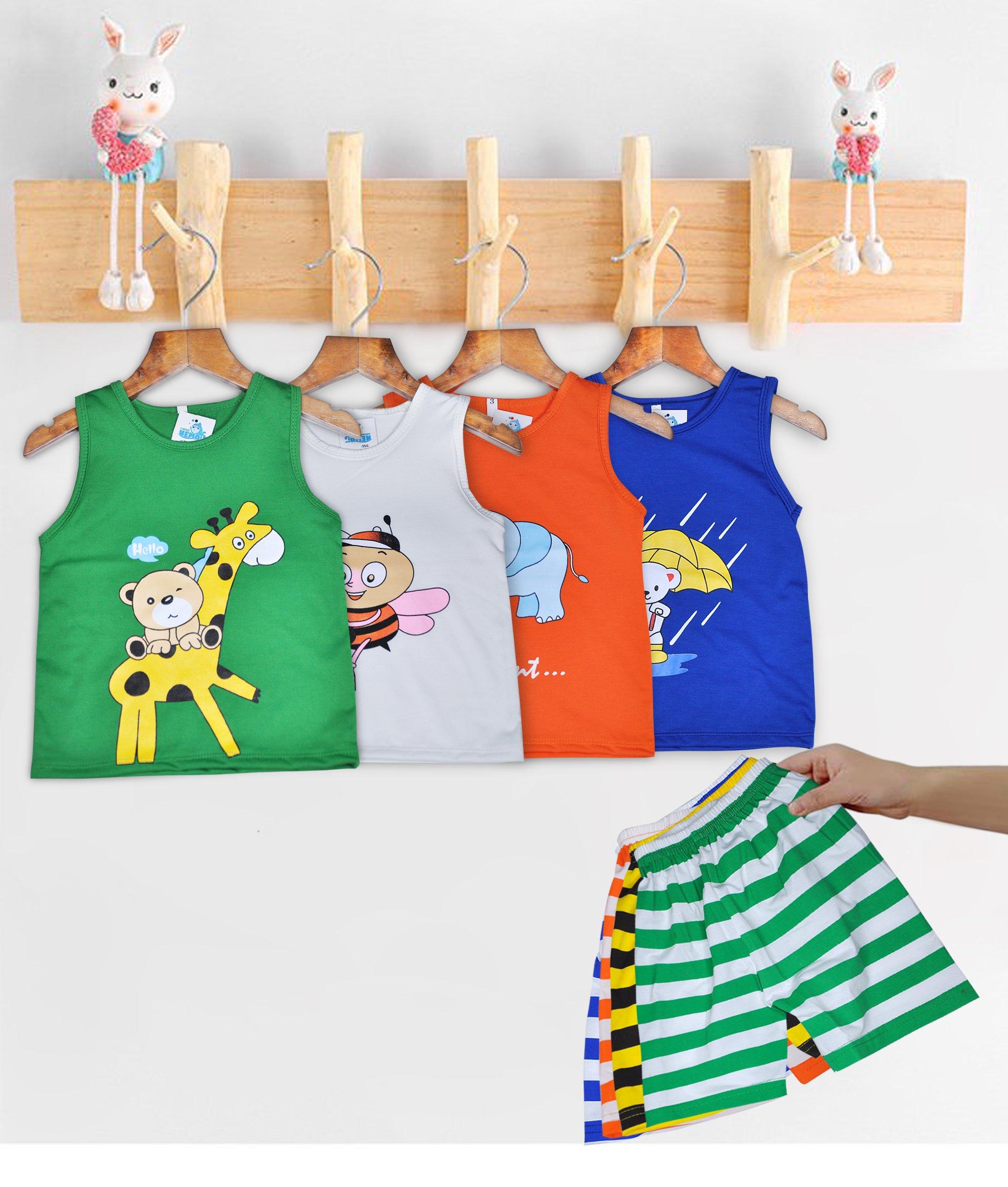 Bộ quần áo cho trẻ em quần sọc đáng yêu từ 7kg đến 25kg có 4 màu để lựa chọn