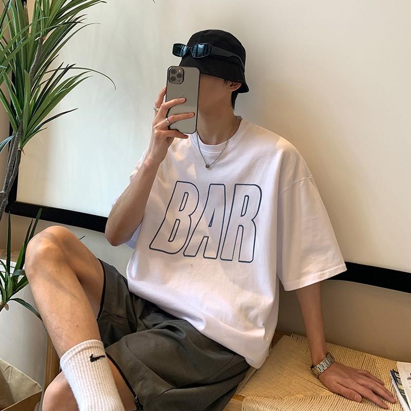 Áo thun oversize form rộng tay lỡ oversize phông nam unisex cổ tròn streetwear giá rẻ hàn quốc BAR