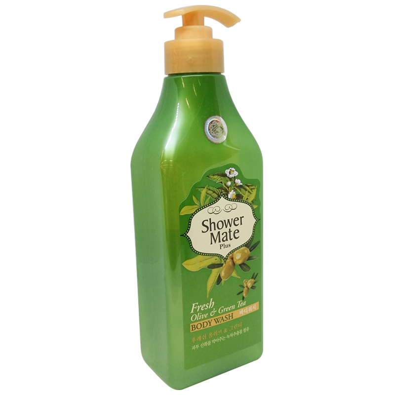 Sữa tắm dạng Gel giảm thiểu quá trình lão hóa da Showermate Olive and Green Tea Hàn Quốc 550ml tặng móc khóa