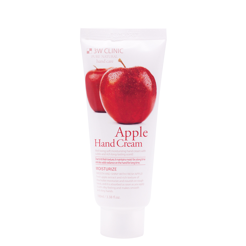 Kem dưỡng da tay chiết xuất Táo Hàn Quốc cao cấp 3W Clinic Apple Hand Cream (100ml) + Tặng Dụng Cụ Rửa và Massage Mặt Silicon Mềm Dẻo Hàn Quốc Suri Facial Cleansing Fad – Hàng Chính Hãng