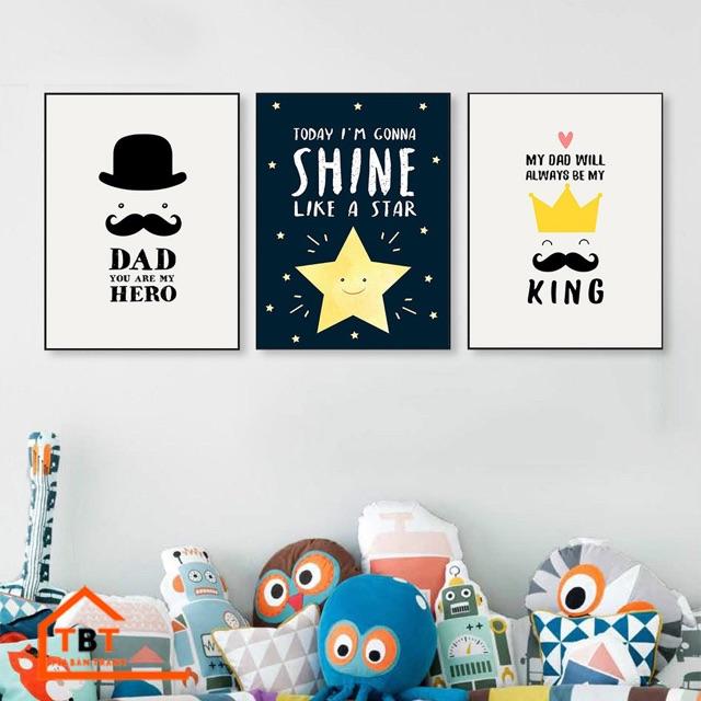 Tranh treo tường bộ 3 tấm tranh chim và cây